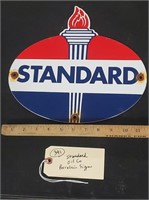 Standard Oil Co porcelain sign w torch 11x12