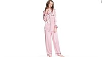 Womens Silk Satin Pajamas Set - L
