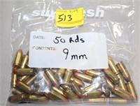 50 ROUNDS 9MM LUGER AMMO