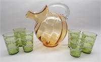 Retro Glass Pitcher & Juice Glasses
