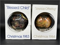 Two Schmid Glass Ornaments Christmas 1983/1984