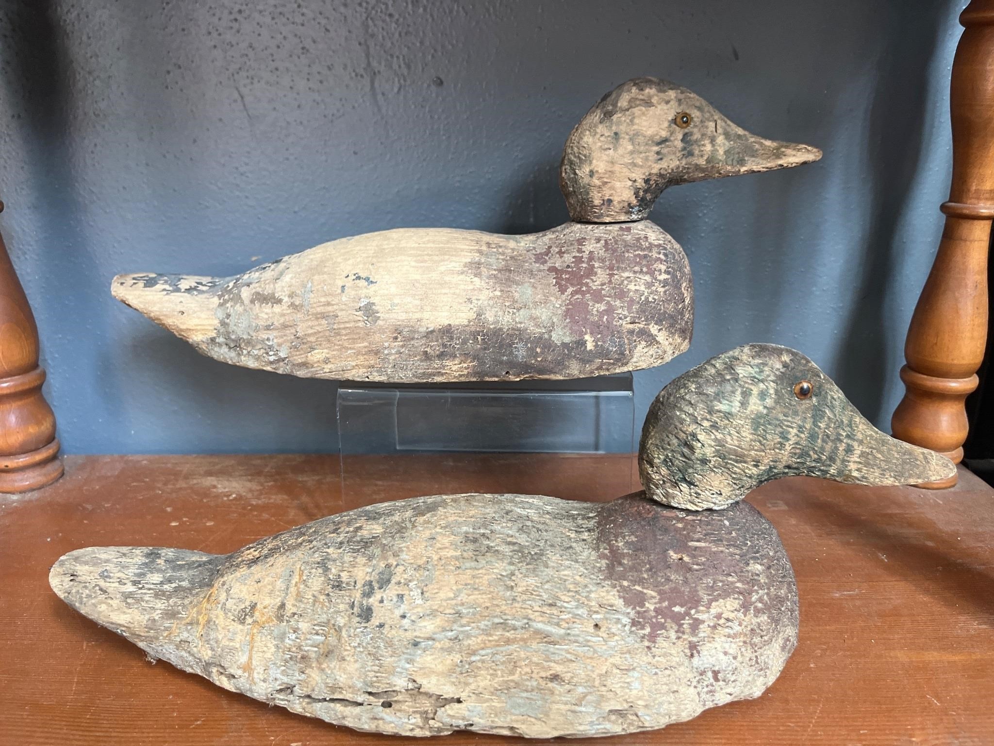 2 antique wooden duck decoys