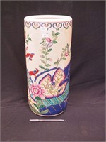 18" umbrella stand decorated in Asian motif