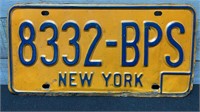 Vintage New York License Plate 8332-BPS