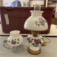 Antique Vintage Hurricane Lamp with Matching Lamp