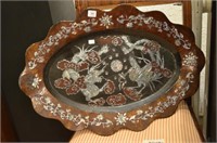 Chinese lacquer and mother of pearl tray