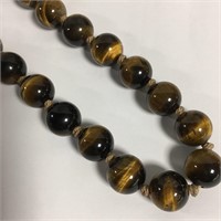 Tiger's Eye Hand Strung Necklace With Silver Clasp