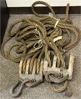 Primitive Triple-Pulleys w/Rope See Photos for