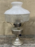 Large Aladdin lamp w/ glass shade - in a laundry