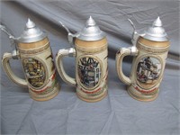 Lot Of 3 Limited Edition Budweiser Beer Steins