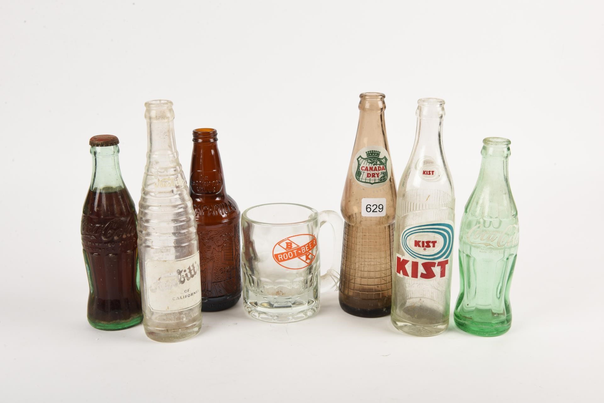 LOT OF 7 VINTAGE COLA COLLECTOR BOTTLES +