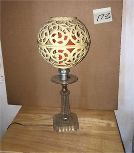60's Plastic Cut out Lamp Shade with Lamp