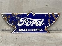 Original FORD SALES & SERVICE Double Sided Enamel