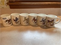 Set of 6 Vintage Butterfly Mugs