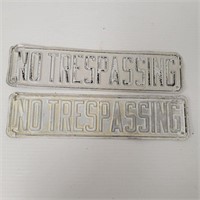 Vintage no trespassing signs metal