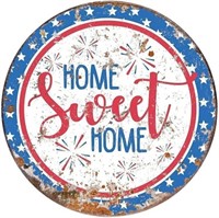 Vintage Style Round Tin Sign Wreath Sign Home Swee
