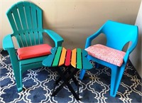 66-PATIO CHAIRS AND COLORFUL BUTTERFLY TABLE