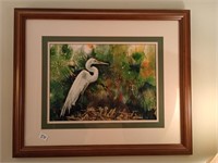 Great White Egret Heron print. artist signed