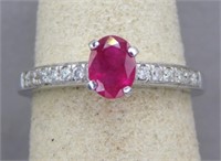 14K WHITE GOLD RING WITH .60 CT PINK SAPPHIRE AND