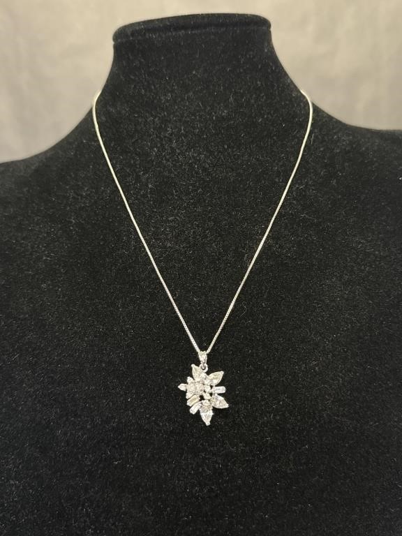 Sterling Silver CZ Cluster Necklace