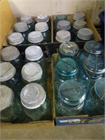 4 boxes Mason jars some green - zinc and glass top