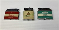 Lot of three vintage, cigarette lighters, Salem,