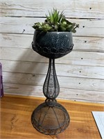 18" LARGE CANDLE HOLDER W/ SUCCULENT PLANT