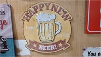 Happy New Beer Metal Sign