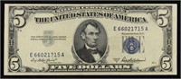 1953A $5 Blue Seal Silver Certificate Grades Selec