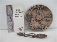 Wales Love Spoon, Korean Plate & Book See Info