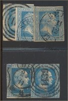 GERMAN PRUSSIA #7 (3) & #7a (2) USED AVE-FINE