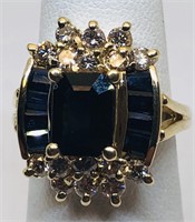 14KT YELLOW GOLD 2.85CTS SAPPHIRE AND .80CTS DIA.