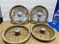 (4)Vtg Collier Baby Doll Buggy Wheels10-1/2"