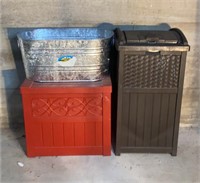 Garden Hose Bin, Patio Trash Can, & Galvanized