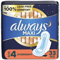 Always Maxi Overnight Pads - Size 4 - 33 CT