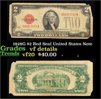 1928G $2 Red Seal United States Note Grades vf det