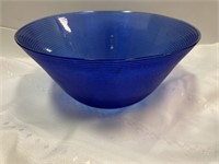 10.5" Blue Glass Serving Bowl