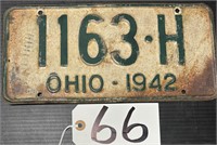 1942 Ohio License Plate
