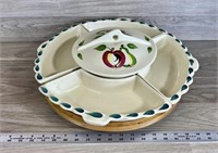 4 Section Lazy Susan w/ Covered Casserole Bowl