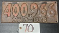 1923 Ohio License Plate