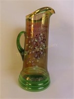 Victorian Enamel Hand Painted Pitcher w/Applied