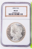 Coin 1898-O  Morgan Silver Dollar NGC MS63
