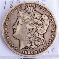 Coin 1890-CC Morgan Silver Dollar Fine+