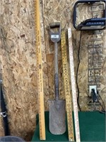 3 yard sticks-old tiling spade