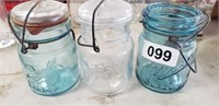 3 OLD CANNING JARS