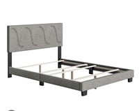 Twin Platform Bed FRAME & Headboard, Grey