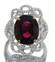 14k Gold 7.93 ct Oval Tourmaline & Diamond Ring