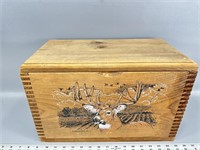 Wooden box with deer picture Evans sports 16“ x