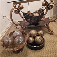 Glass Compote-Wood Bowl-Decorative Balls-More