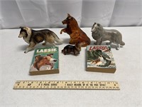 Vintage Lassie Books & Collie Figures